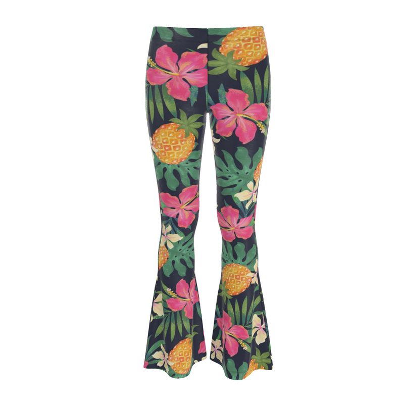Women's High-Waisted Flared Leggings — Pineapple Paradise