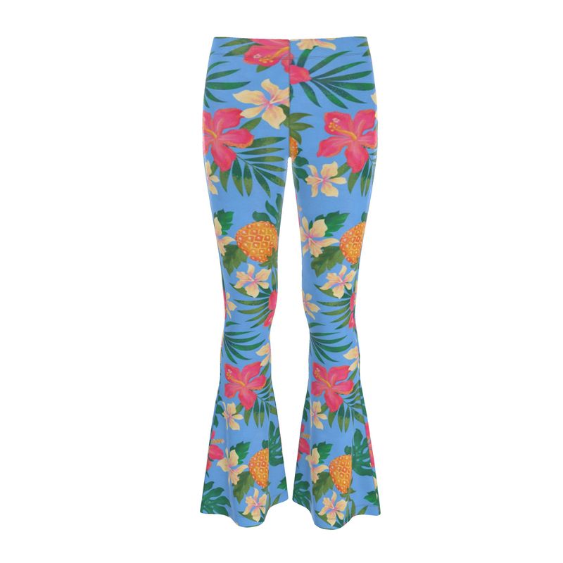 Women's High-Waisted Flared Leggings — Pineapple Paradise Island Breeze
