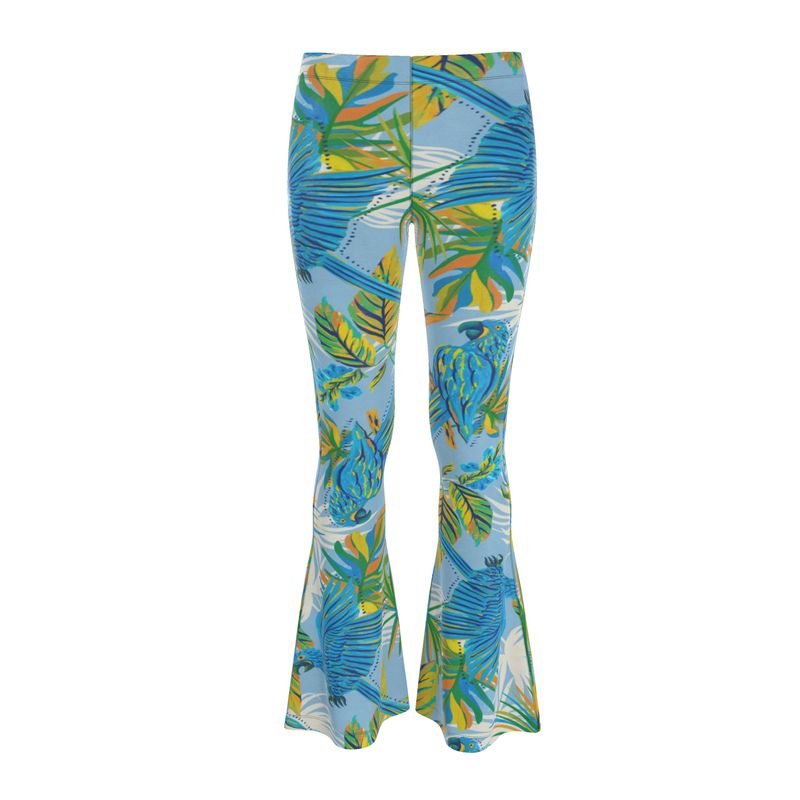 Women's High-Waisted Flared Leggings — Tropical Macaw