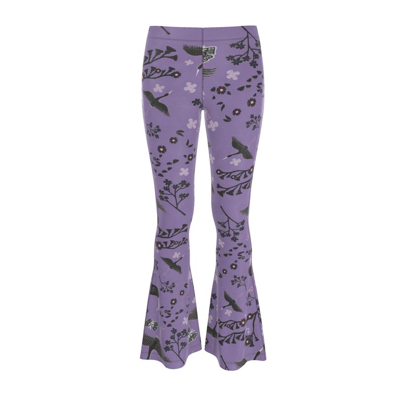 Women's High-Waisted Flared Leggings — White Crane Amethyst