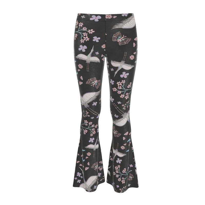 Women's High-Waisted Flared Leggings — White Crane Onyx