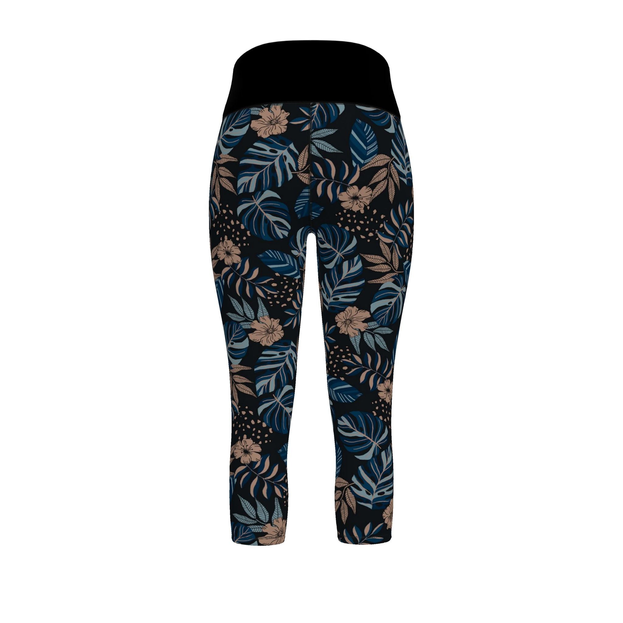 Women’s High-Waist Performance Leggings - Capri — Midnight Monstera