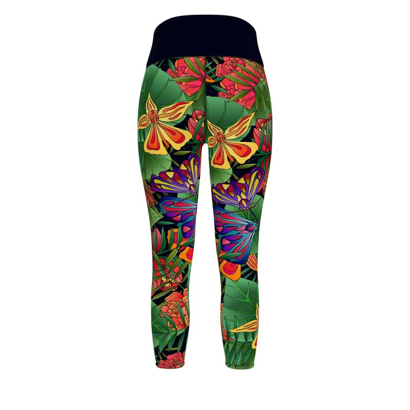 Women’s High-Waist Full-Length Performance Leggings — Jungle Flower