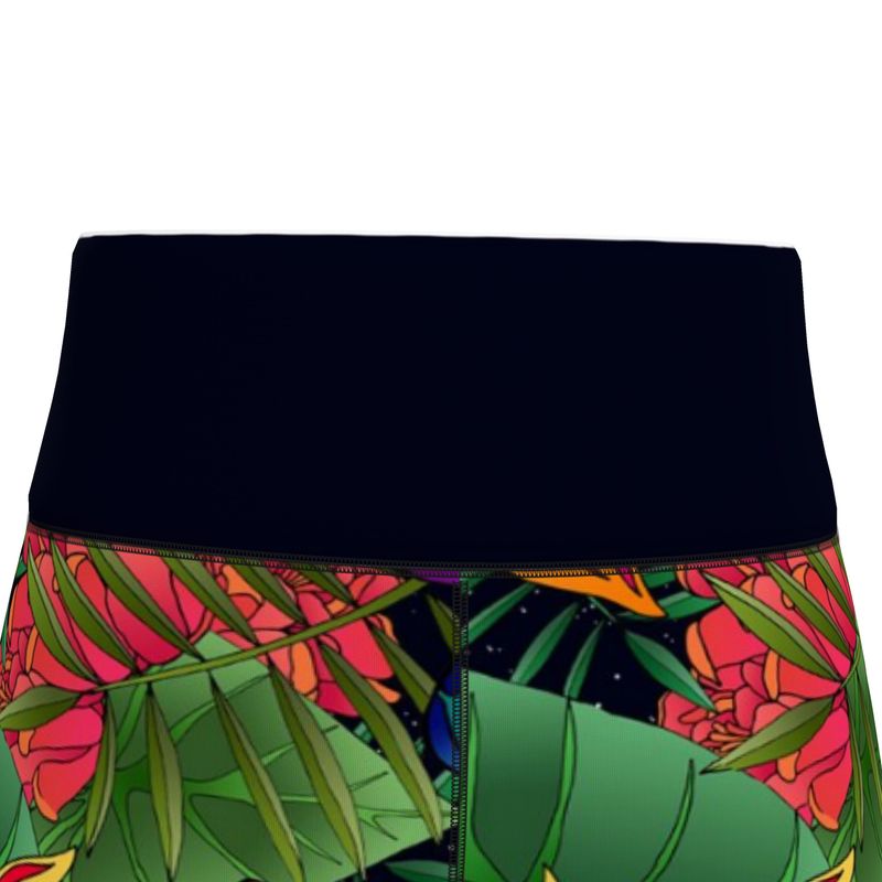 Women’s High-Waist Full-Length Performance Leggings — Jungle Flower