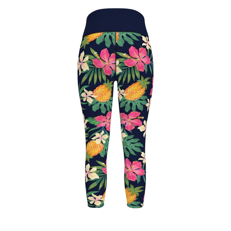 Women’s High-Waist Full-Length Performance Leggings — Pineapple Paradise