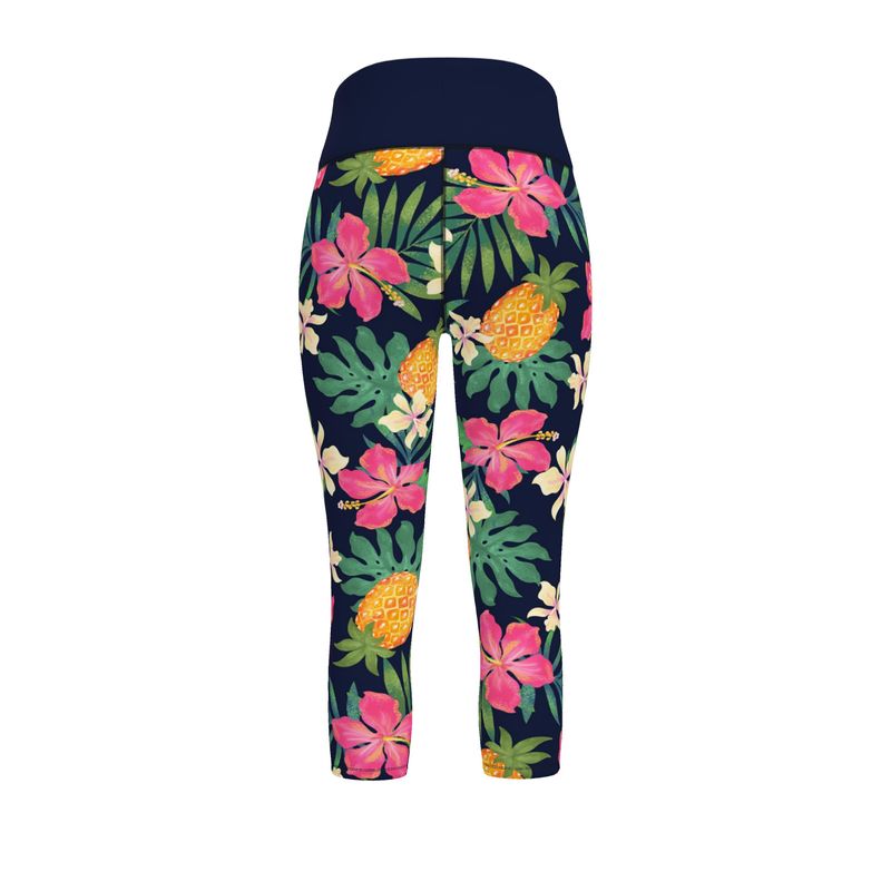 Women’s High-Waist Capri Performance Leggings — Pineapple Paradise