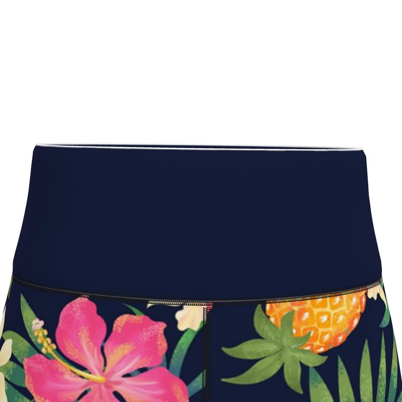 Women’s High-Waist Capri Performance Leggings — Pineapple Paradise
