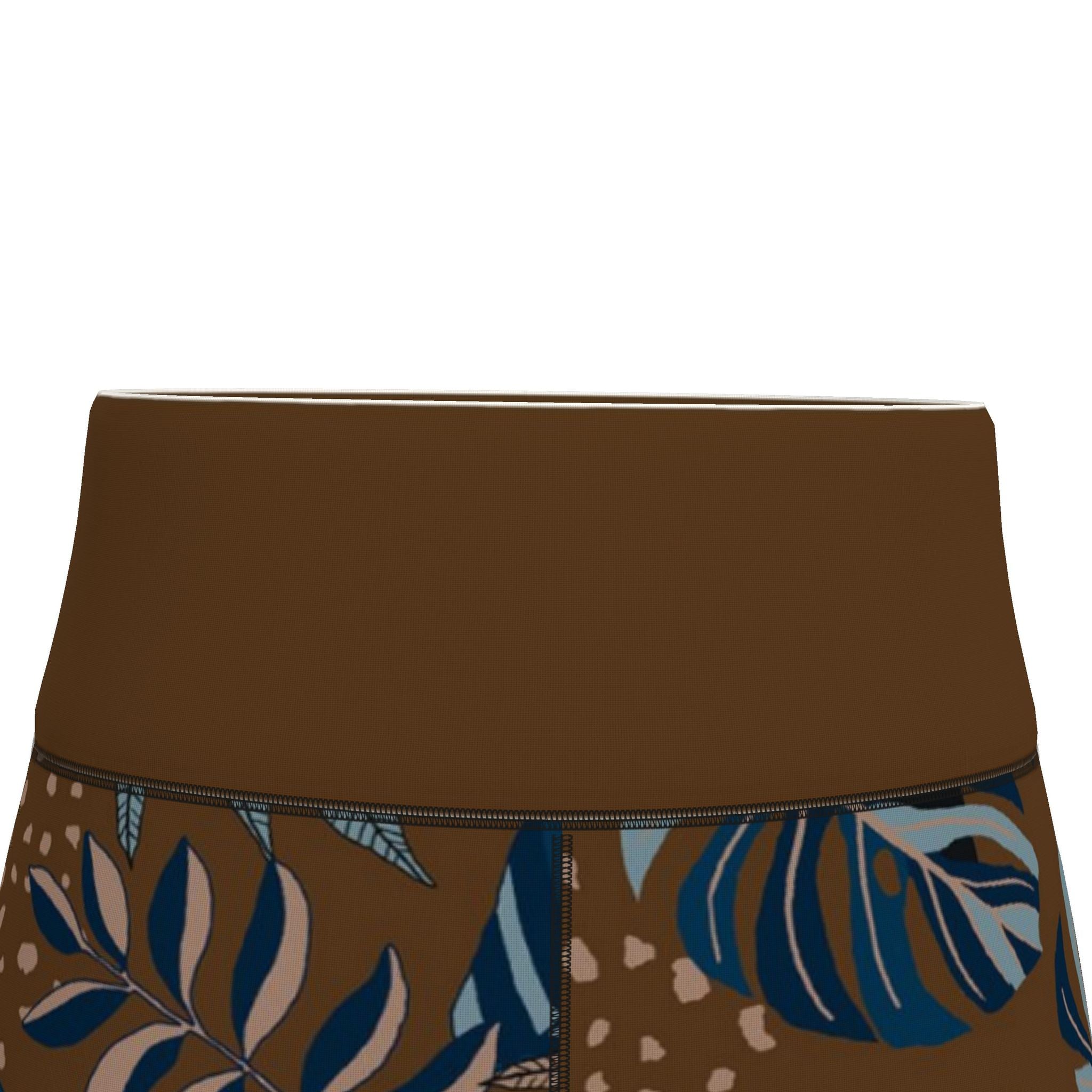 Women’s High-Waist Performance Leggings — Capri — Midnight Monstera — Roasted Teak