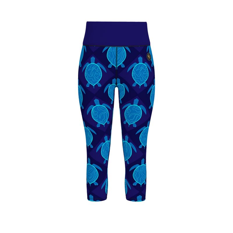 Women’s High-Waist Performance Leggings — Capri — Topo Turtles —