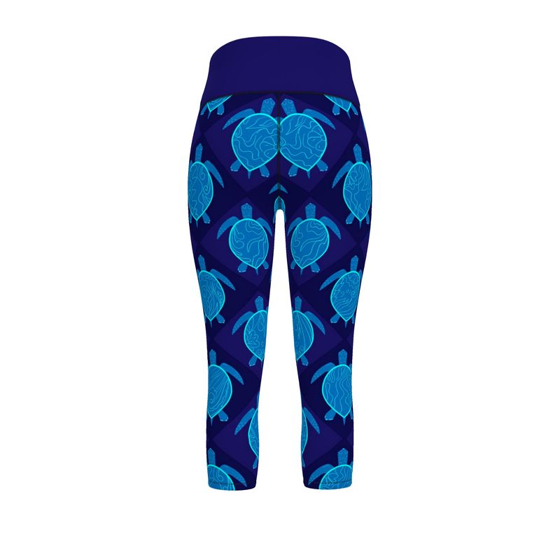 Women’s High-Waist Performance Leggings — Capri — Topo Turtles —