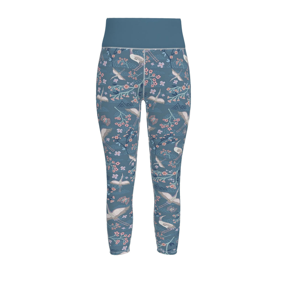 Women’s High-Waist Full-Length Performance Leggings — White Crane