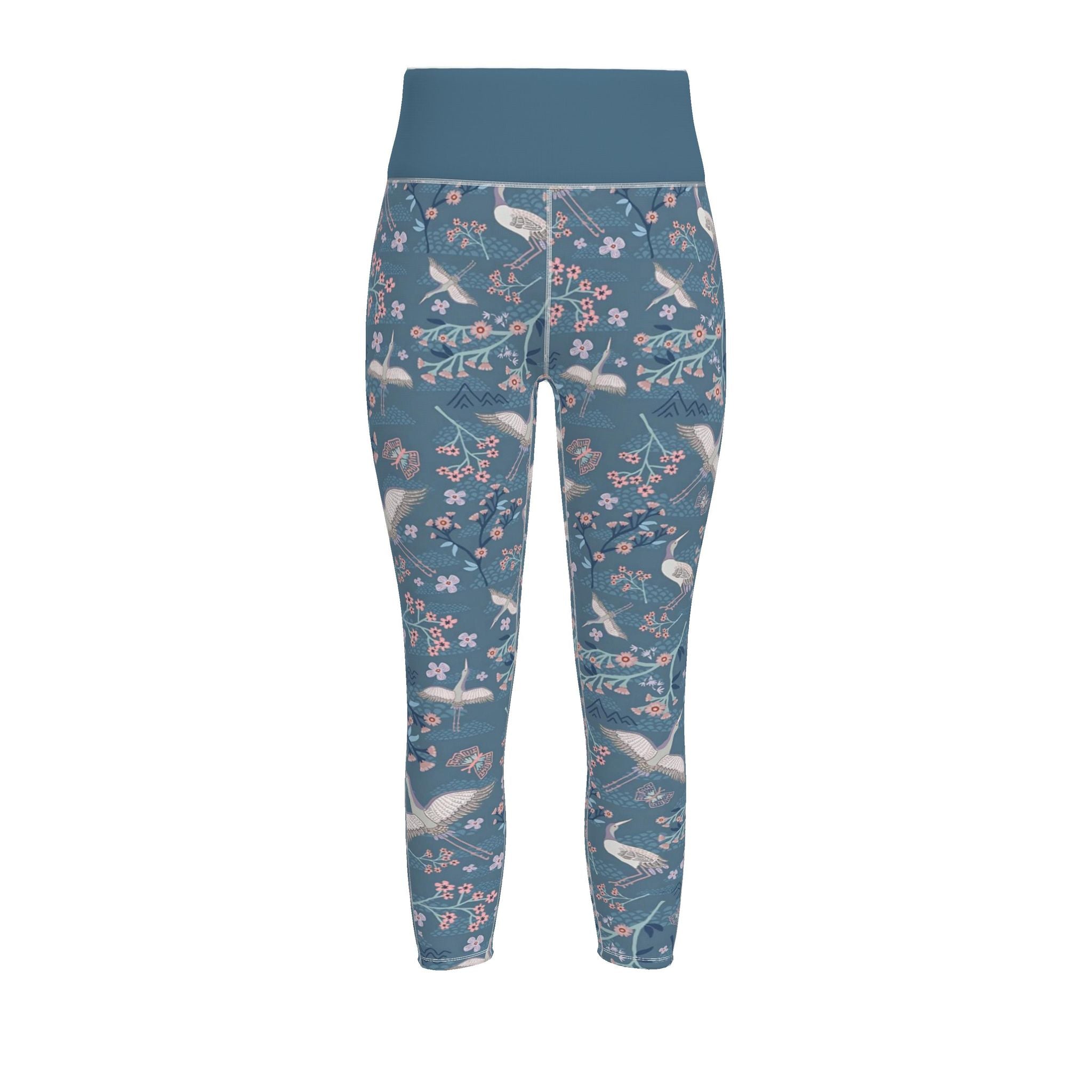 Women’s High-Waist Full-Length Performance Leggings — White Crane
