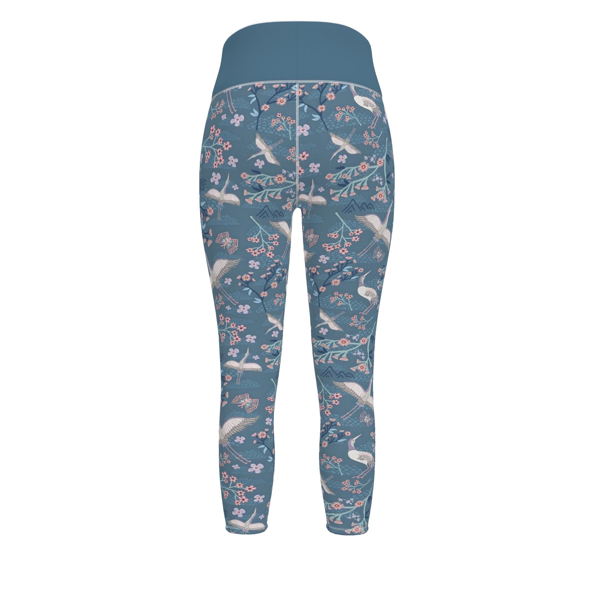 Women’s High-Waist Full-Length Performance Leggings — White Crane
