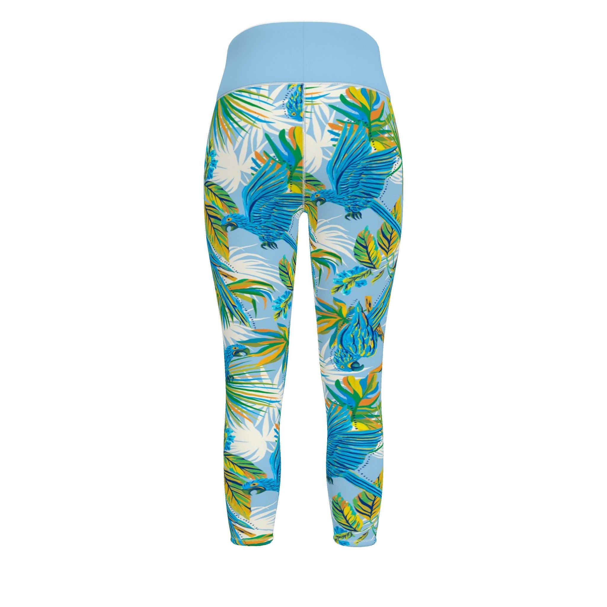 Women's High-Waist Full-Length Performance Leggings — Tropical Macaw