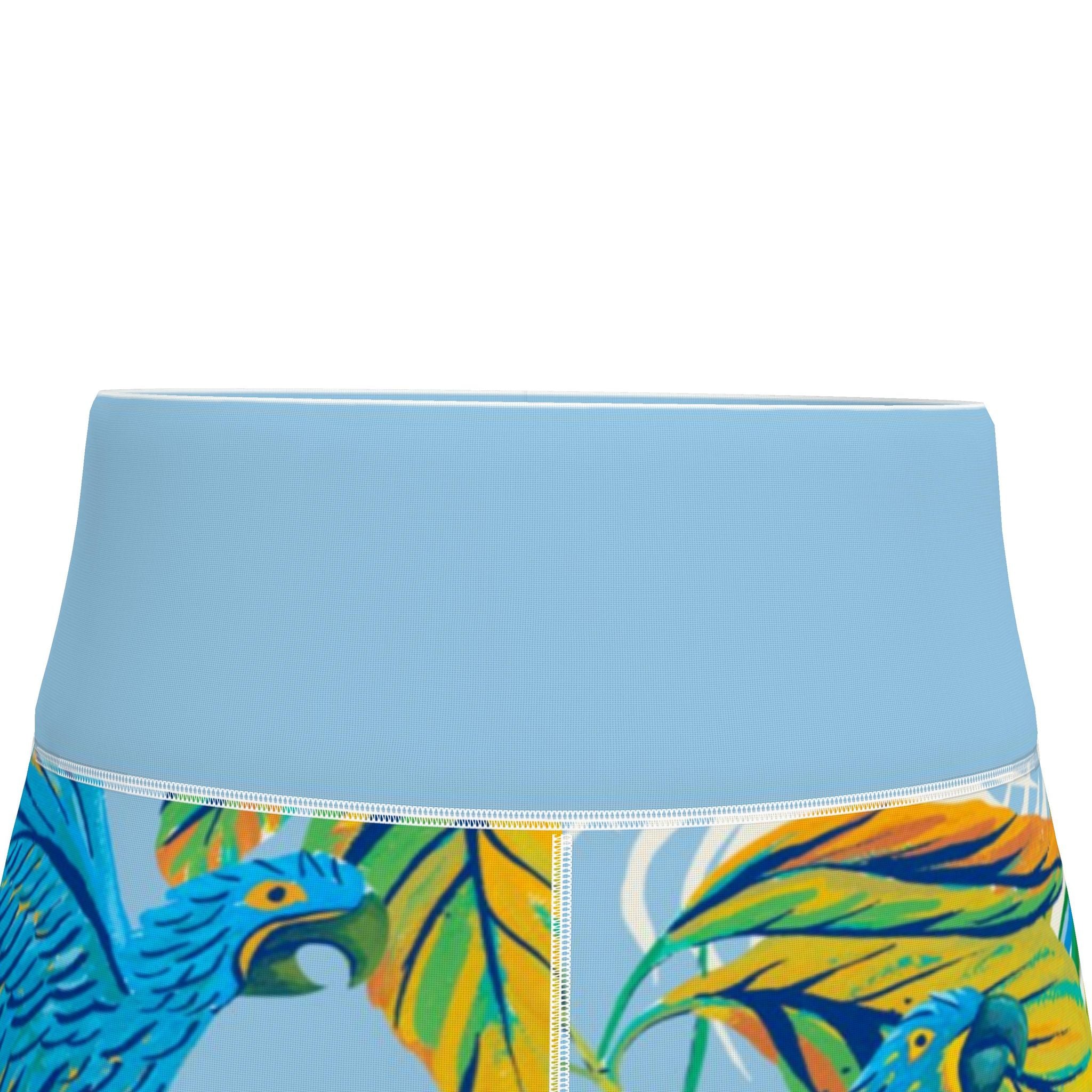 Women's High-Waist Performance Leggings — Capri — Tropical Macaw