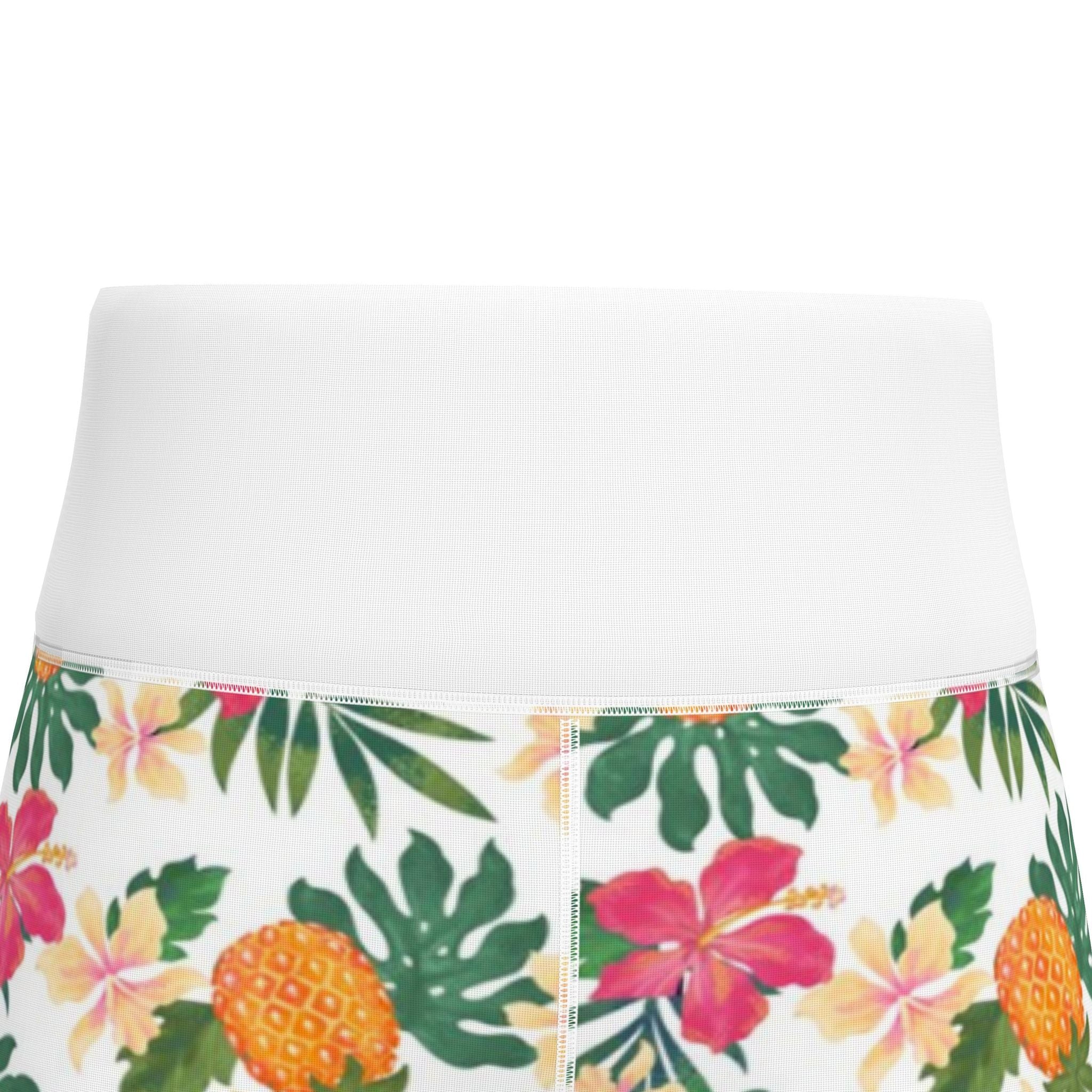 Women's High-Waist Full-Length Performance Leggings — Pineapple Paradise — Coral Dreams