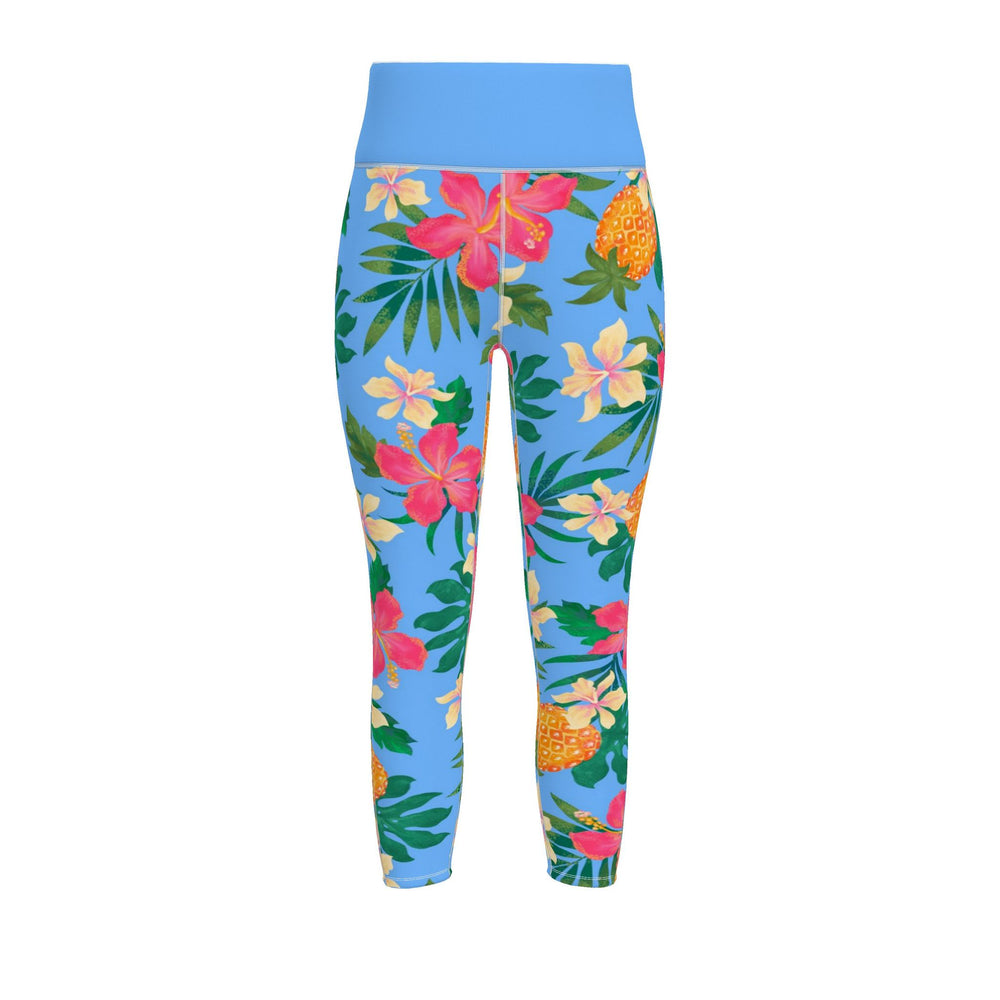 Women's High-Waist Full-Length Performance Leggings — Pineapple Paradise — Island Blush