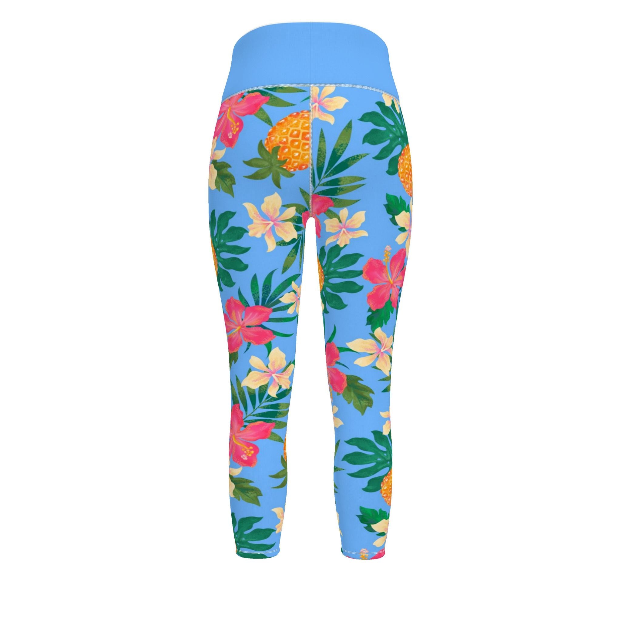 Women's High-Waist Full-Length Performance Leggings — Pineapple Paradise — Island Blush