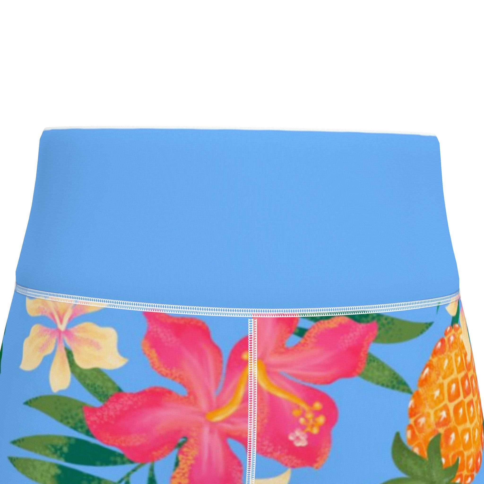 Women's High-Waist Full-Length Performance Leggings — Pineapple Paradise — Island Blush