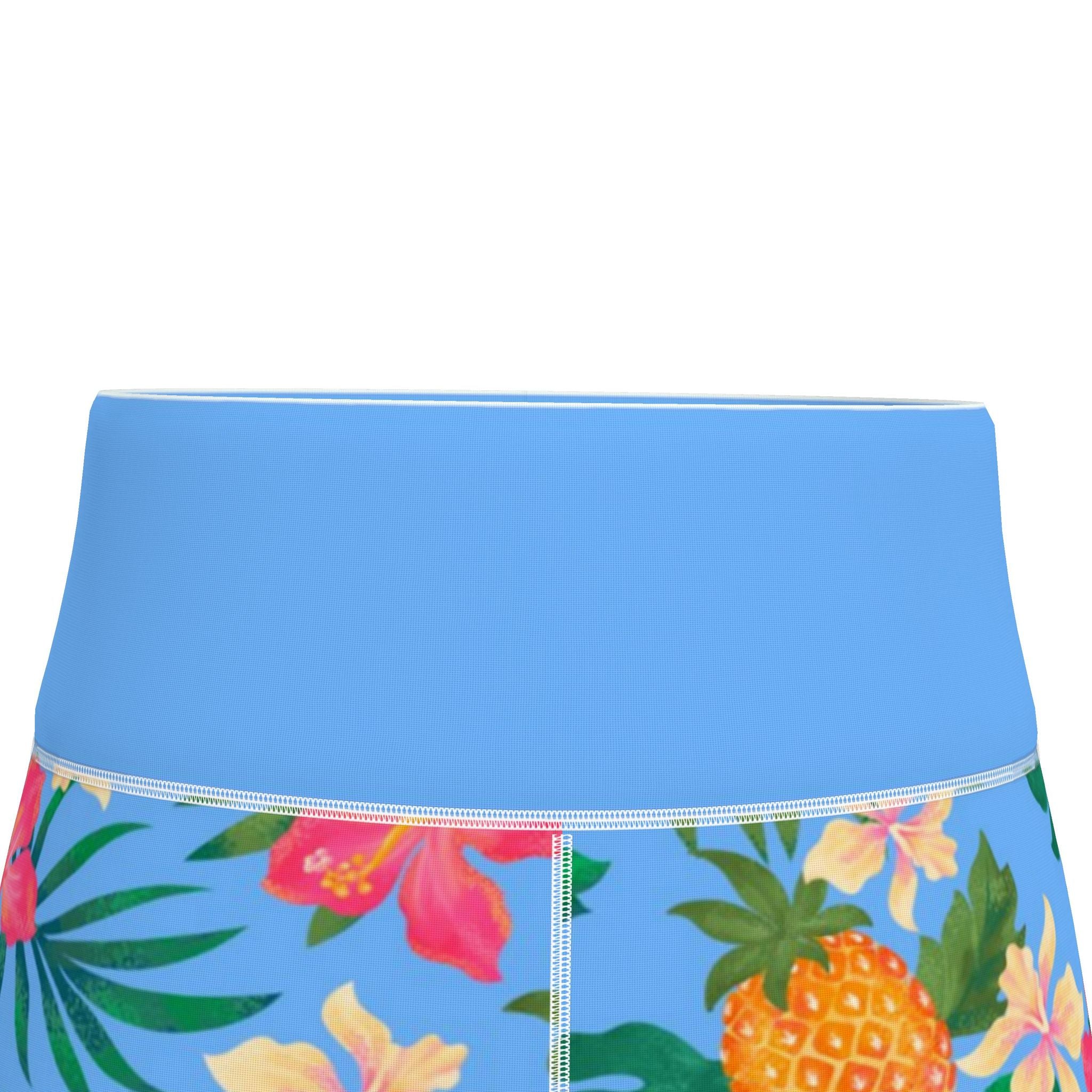 Women's High-Waist Performance Leggings — Capri — Pineapple Paradise — Island Blush