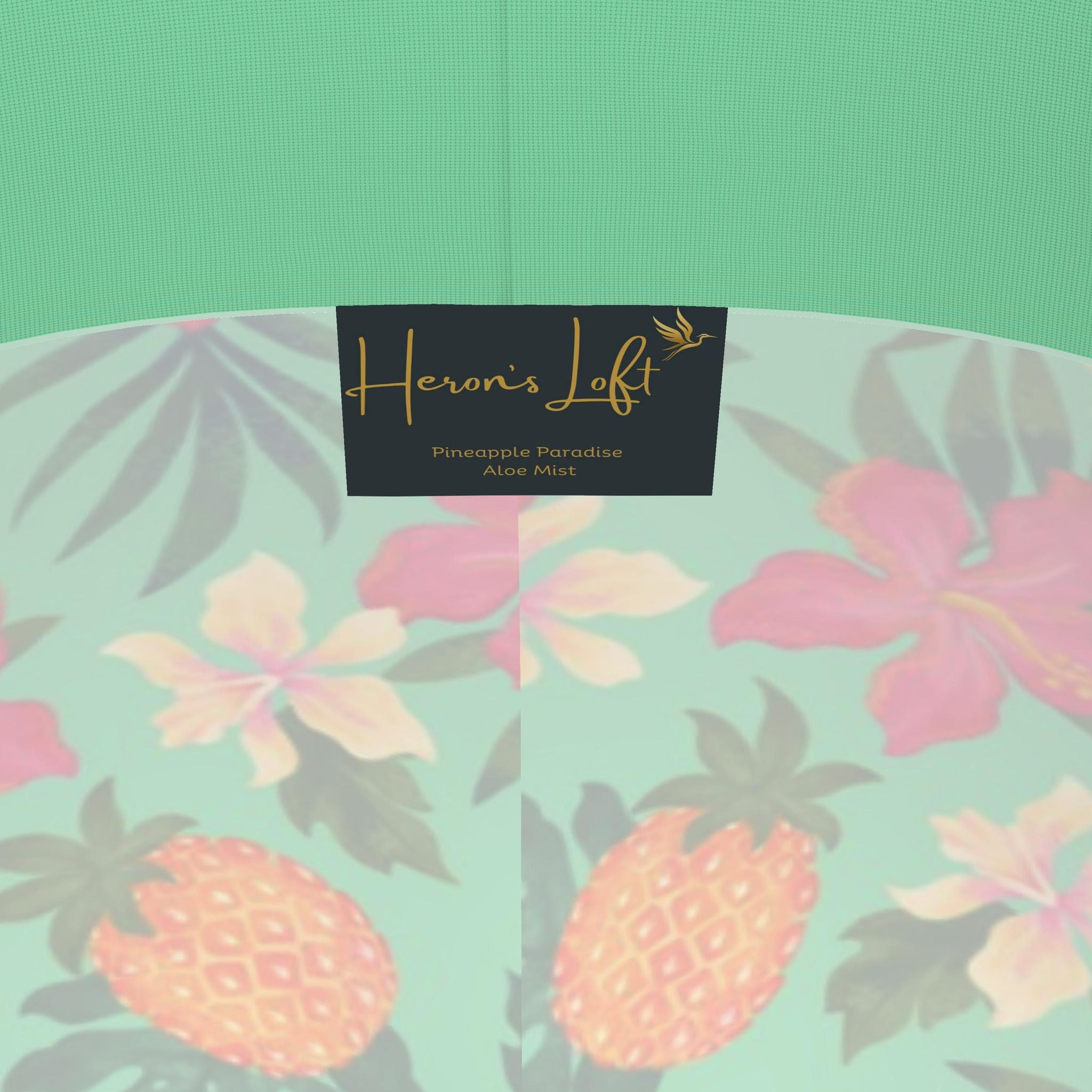 Women's High-Waist Full-Length Leggings — Pineapple Paradise — Aloe Mist