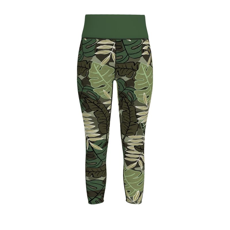 Women's High-Waist Full-Length Performance Leggings — Camo Leaves