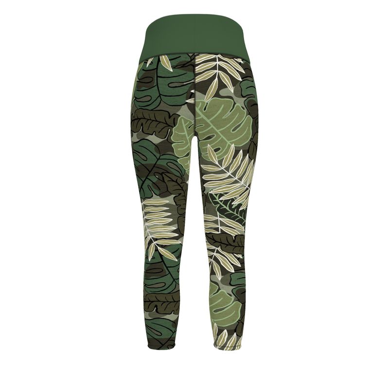 Women's High-Waist Full-Length Performance Leggings — Camo Leaves