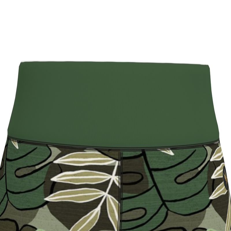 Women's High-Waist Full-Length Performance Leggings — Camo Leaves