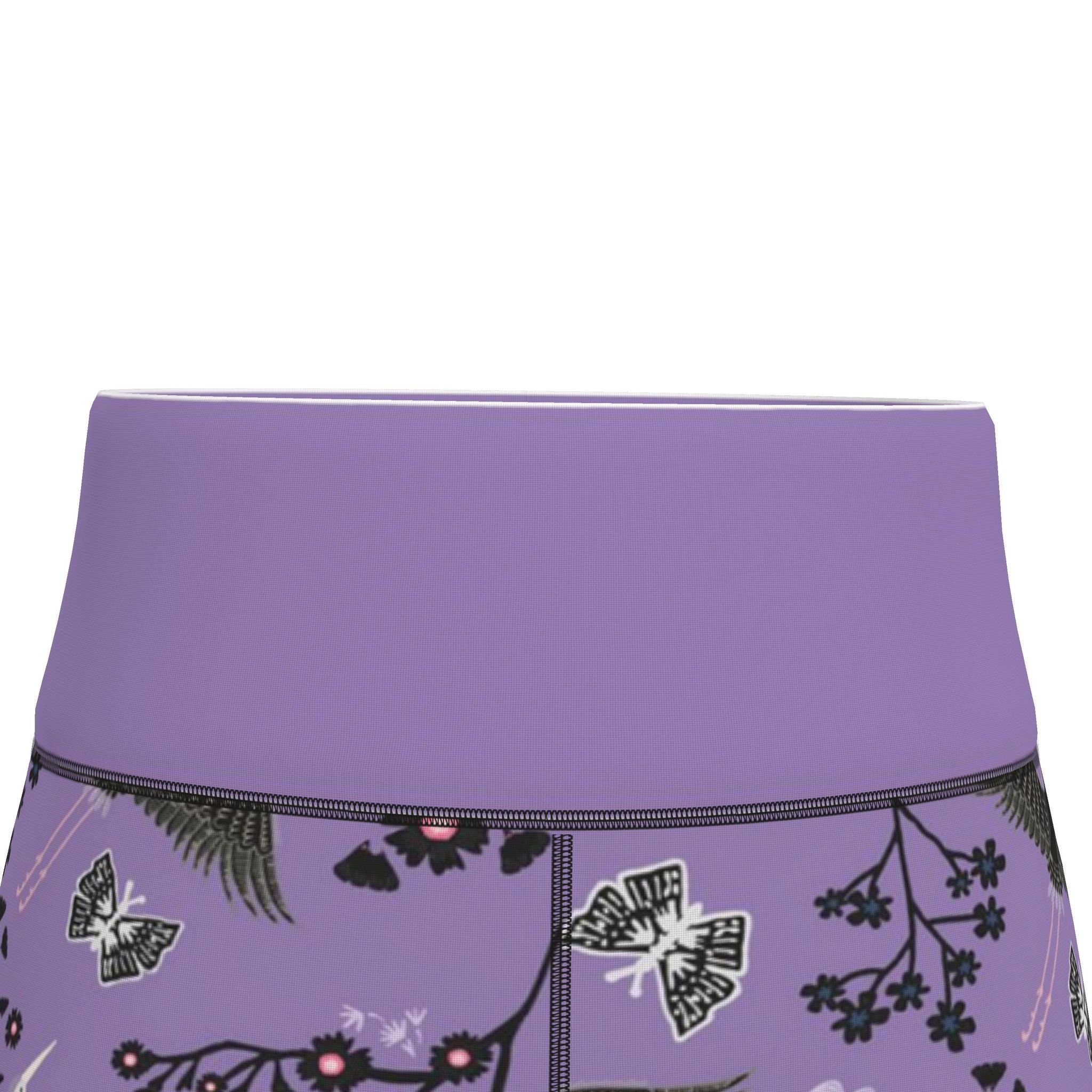 Women's High-Waist Performance Leggings — Capri — White Crane — Amethyst