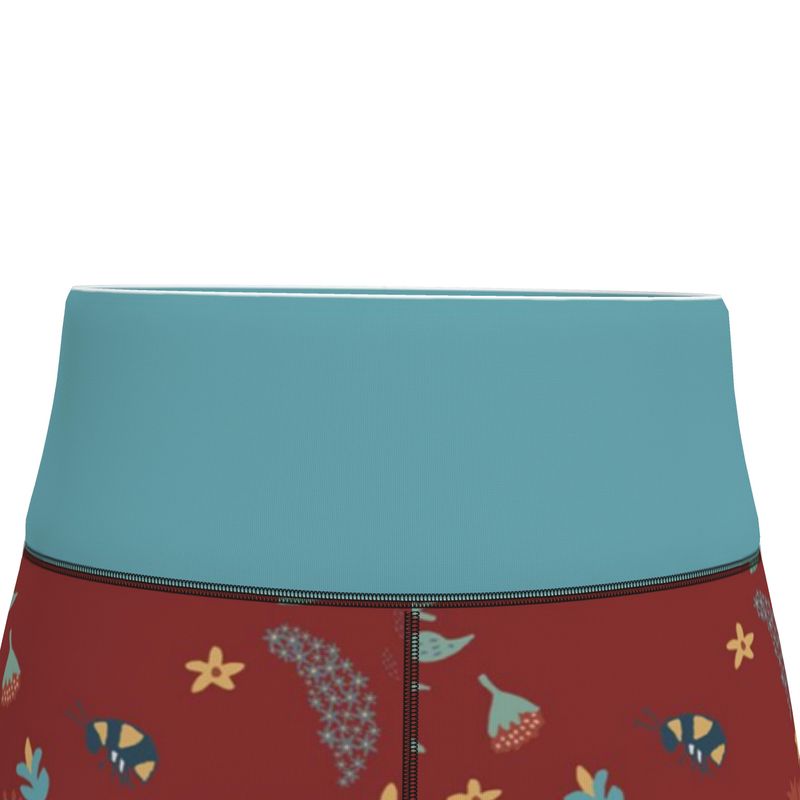 Women's High-Waist Performance Capri Leggings — Bee Garden Rustic Bloom