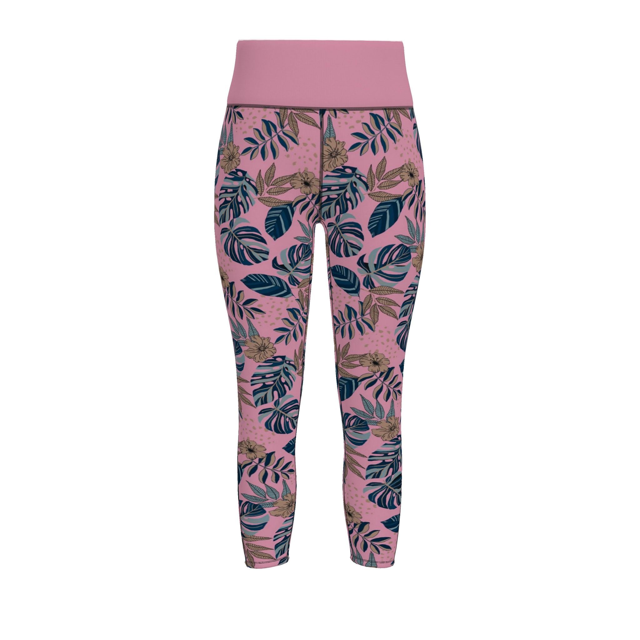 Women's High-Waist Full-Length Performance Leggings — Midnight Monstera — Lunaria Rose