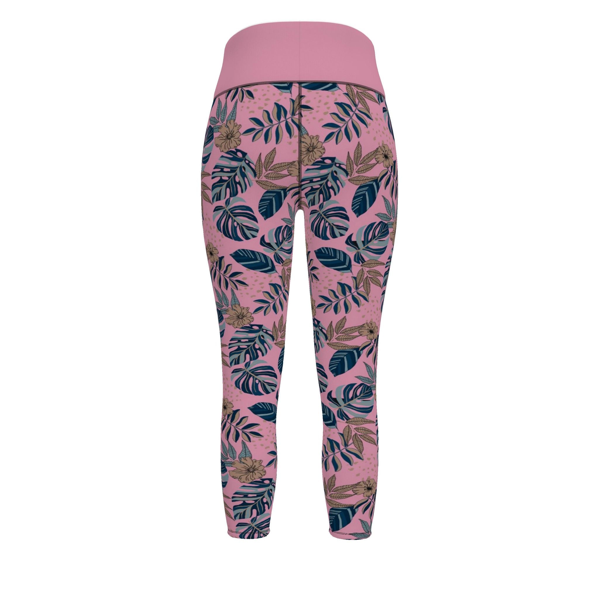 Women's High-Waist Full-Length Performance Leggings — Midnight Monstera — Lunaria Rose