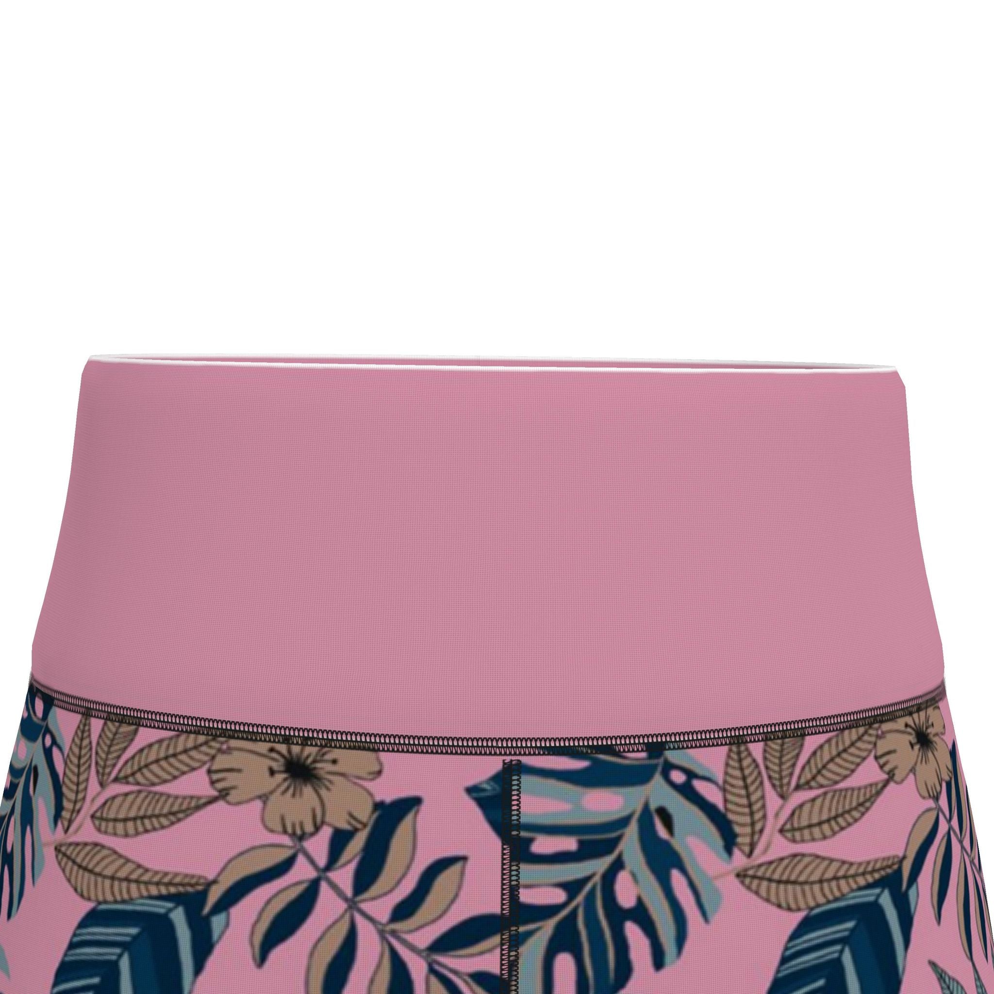 Women's High-Waist Performance Leggings — Capri — Midnight Monstera — Lunaria Rose