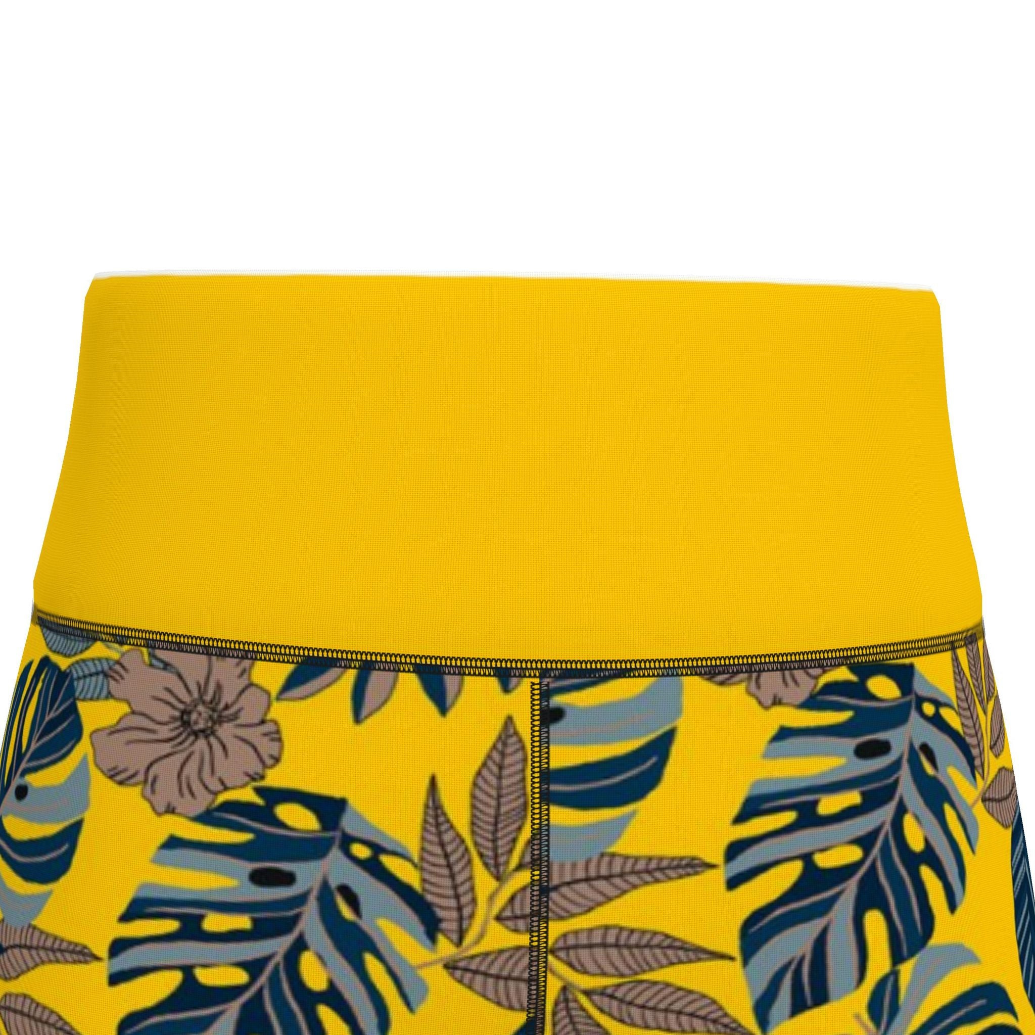 Women's High-Waist Full-Length Performance Leggings — Midnight Monstera — Honey Gold