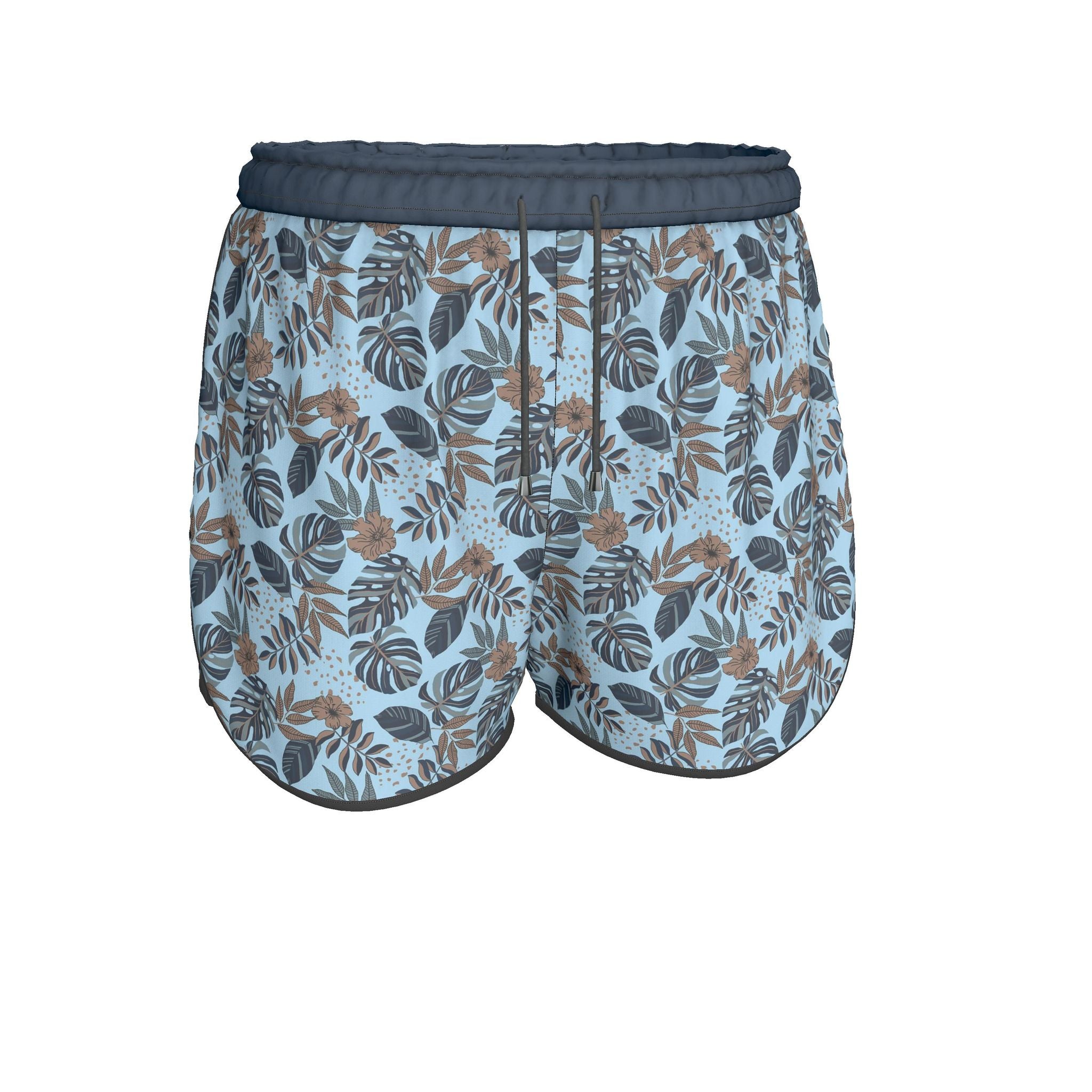 Women's Athletic Shorts — White Trim — Midnight Monstera Bluehaven