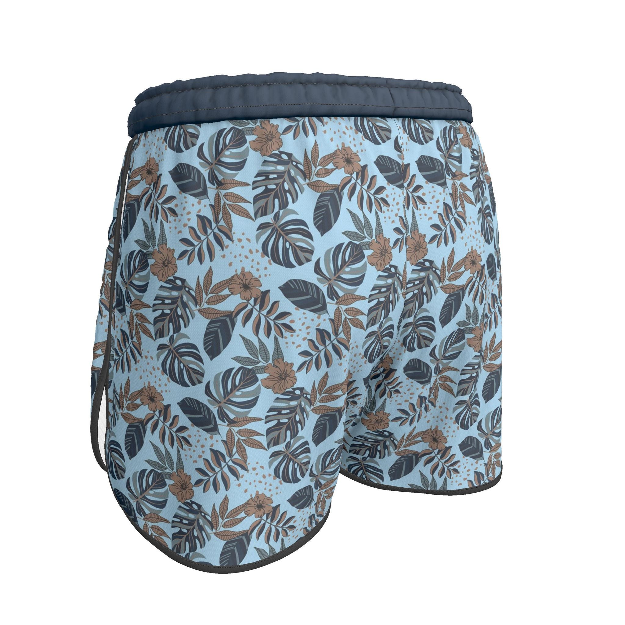 Women's Athletic Shorts — White Trim — Midnight Monstera Bluehaven