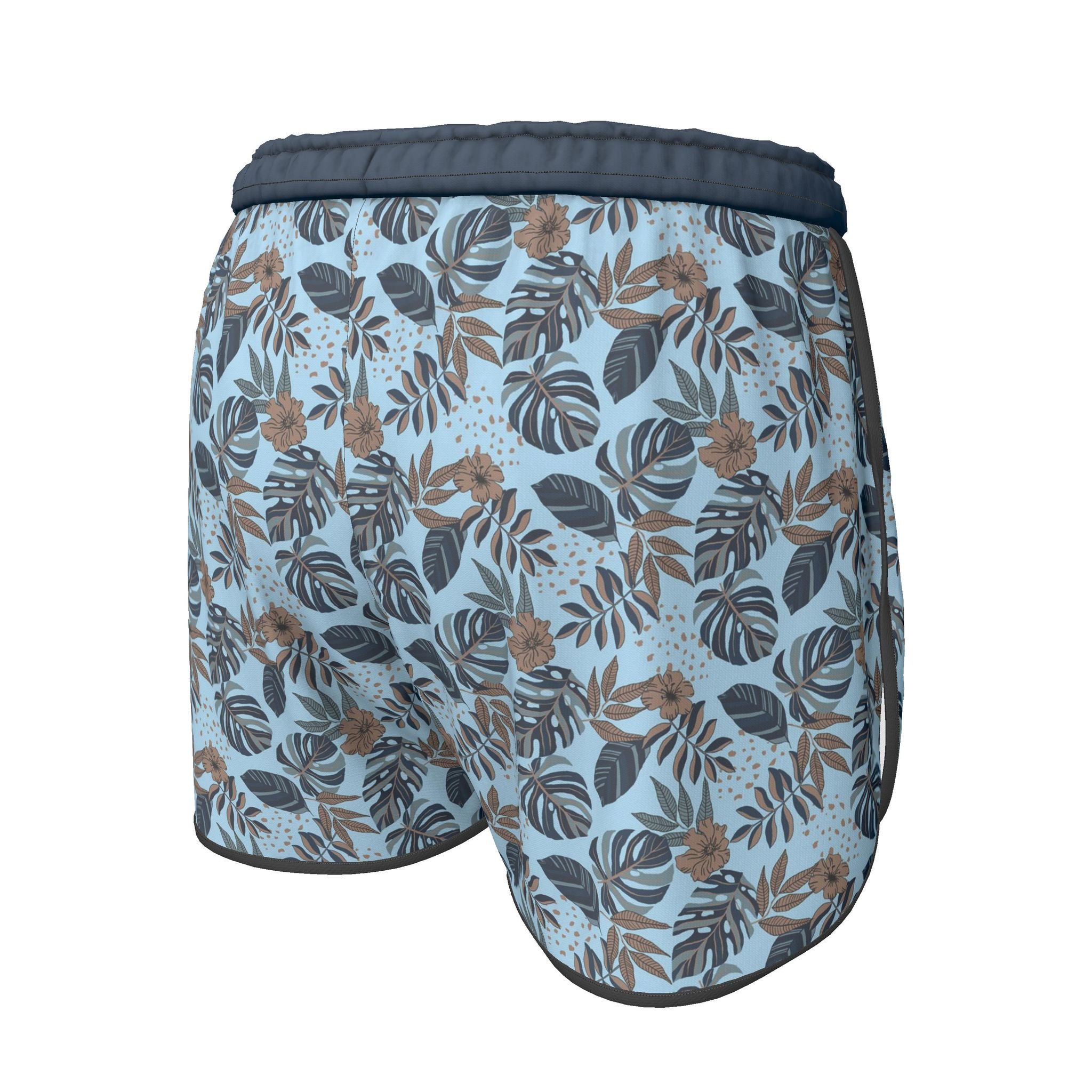 Women's Athletic Shorts — White Trim — Midnight Monstera Bluehaven