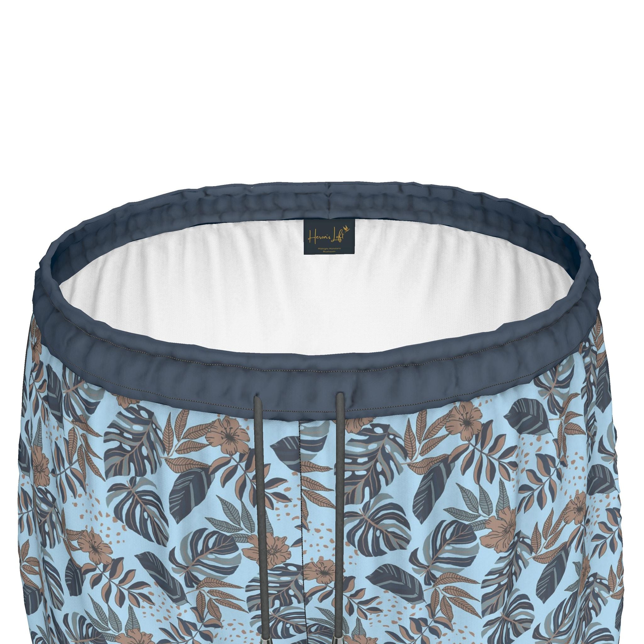 Women's Athletic Shorts — White Trim — Midnight Monstera Bluehaven