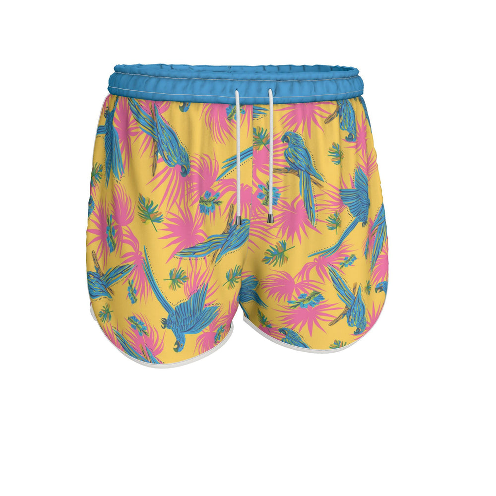 Women's Athletic Shorts — White Trim — Tropical Macaw Sunny Fuchsia