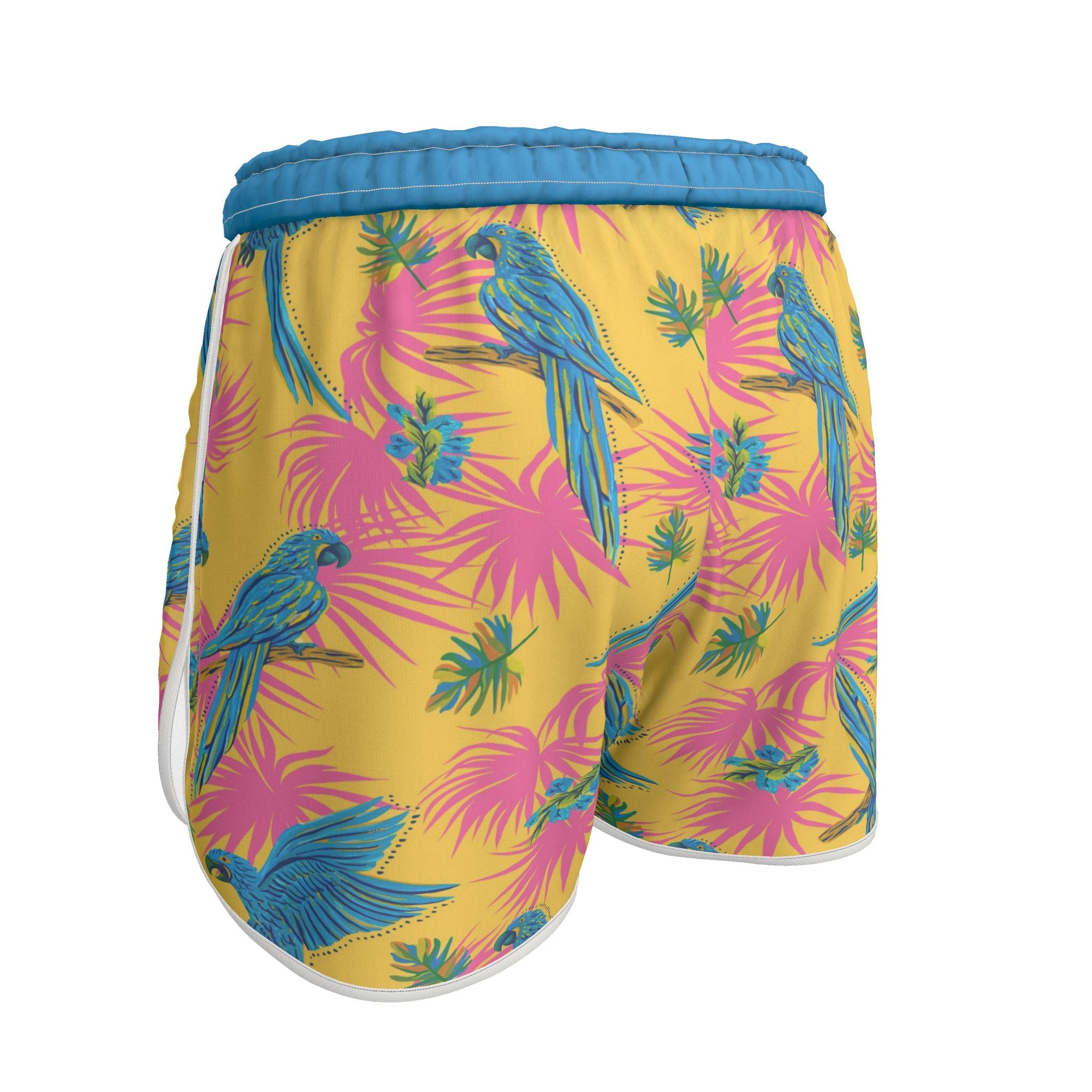 Women's Athletic Shorts — White Trim — Tropical Macaw Sunny Fuchsia