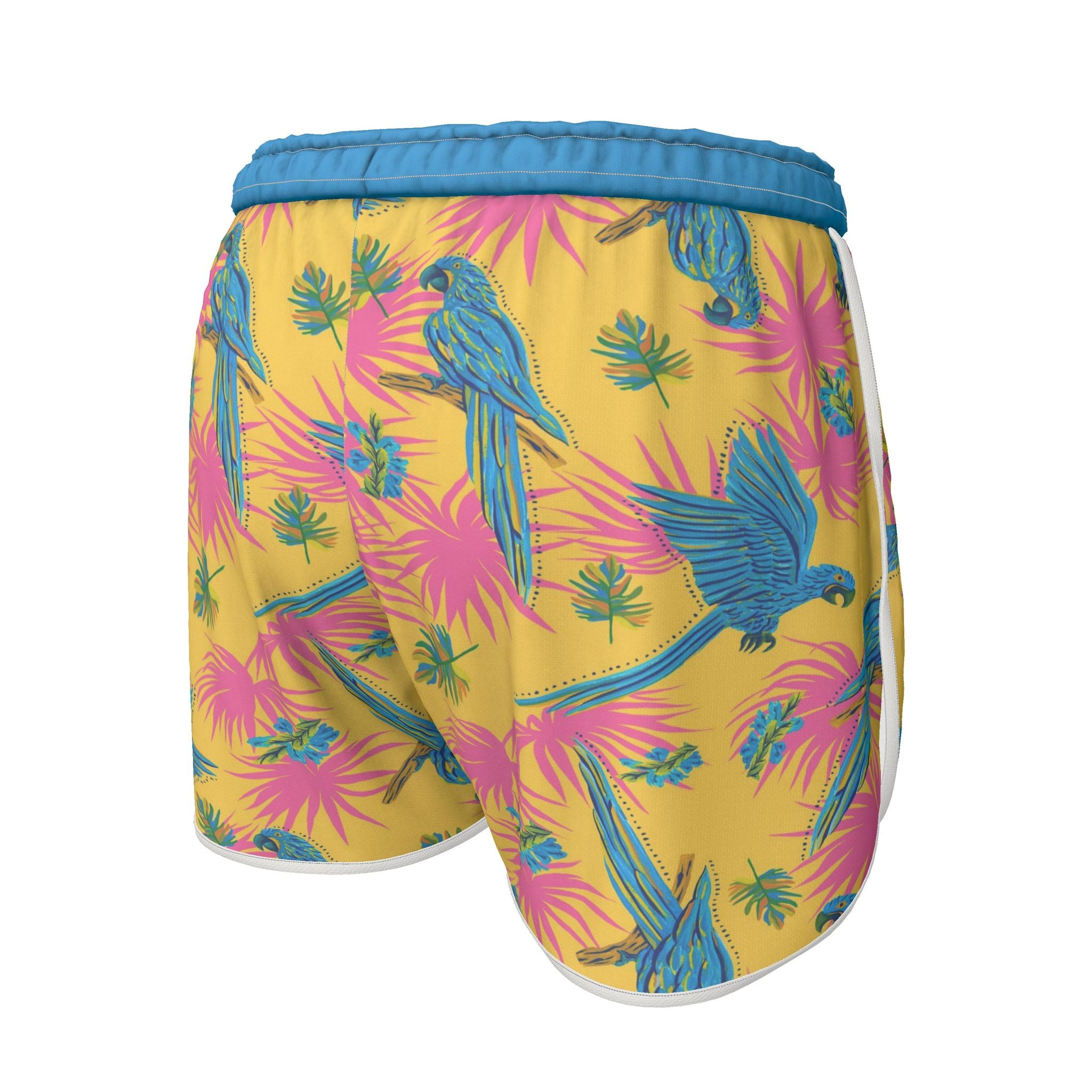 Women's Athletic Shorts — White Trim — Tropical Macaw Sunny Fuchsia