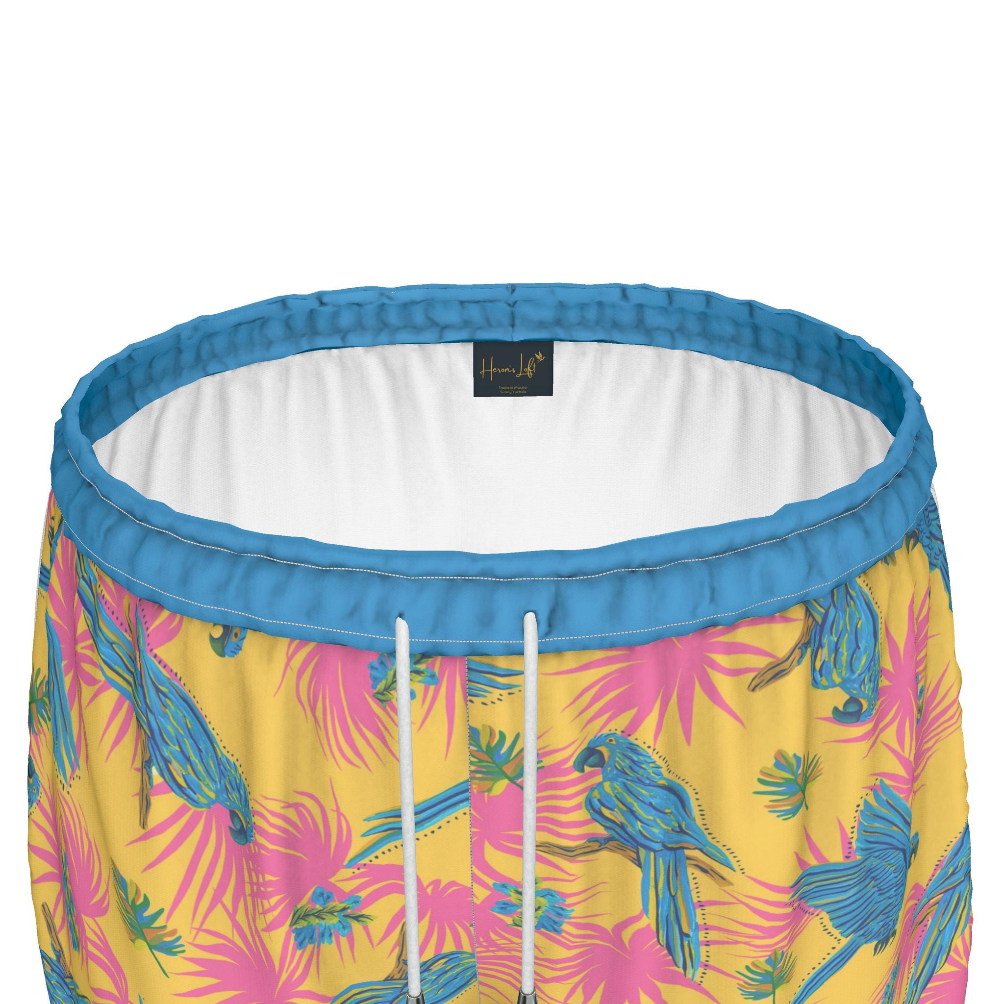 Women's Athletic Shorts — White Trim — Tropical Macaw Sunny Fuchsia