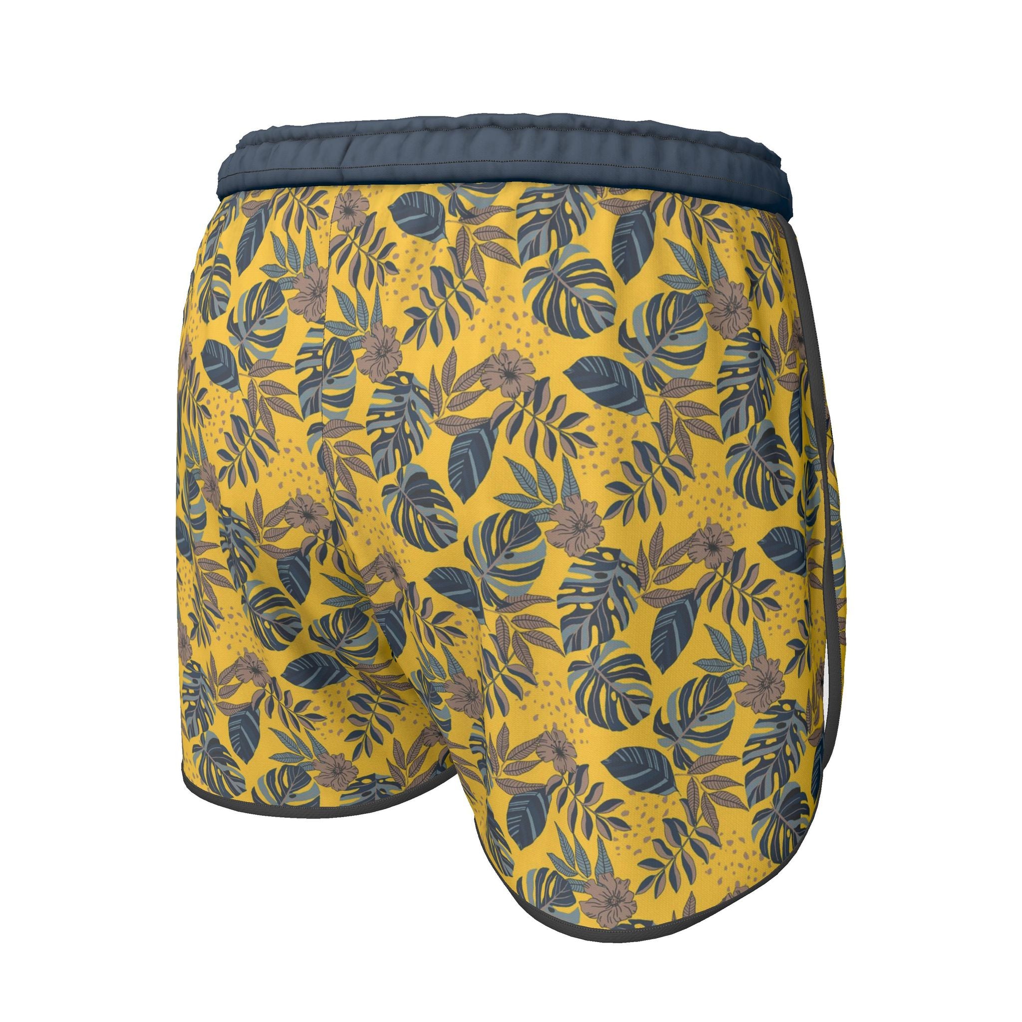 Women's Athletic Shorts — Black Trim — Midnight Monstera Honey Gold