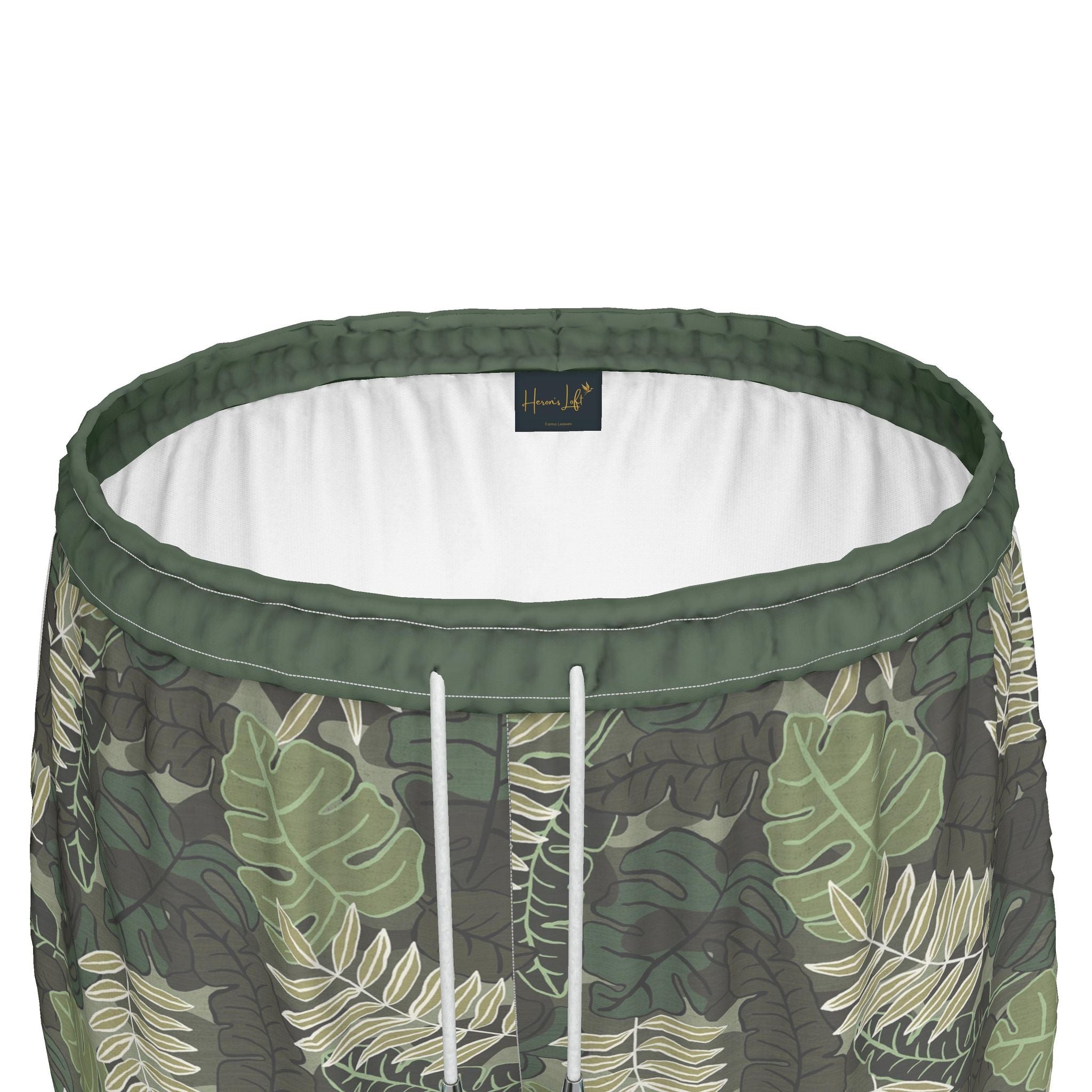 Women's Athletic Shorts — White Trim — Camo Leaves