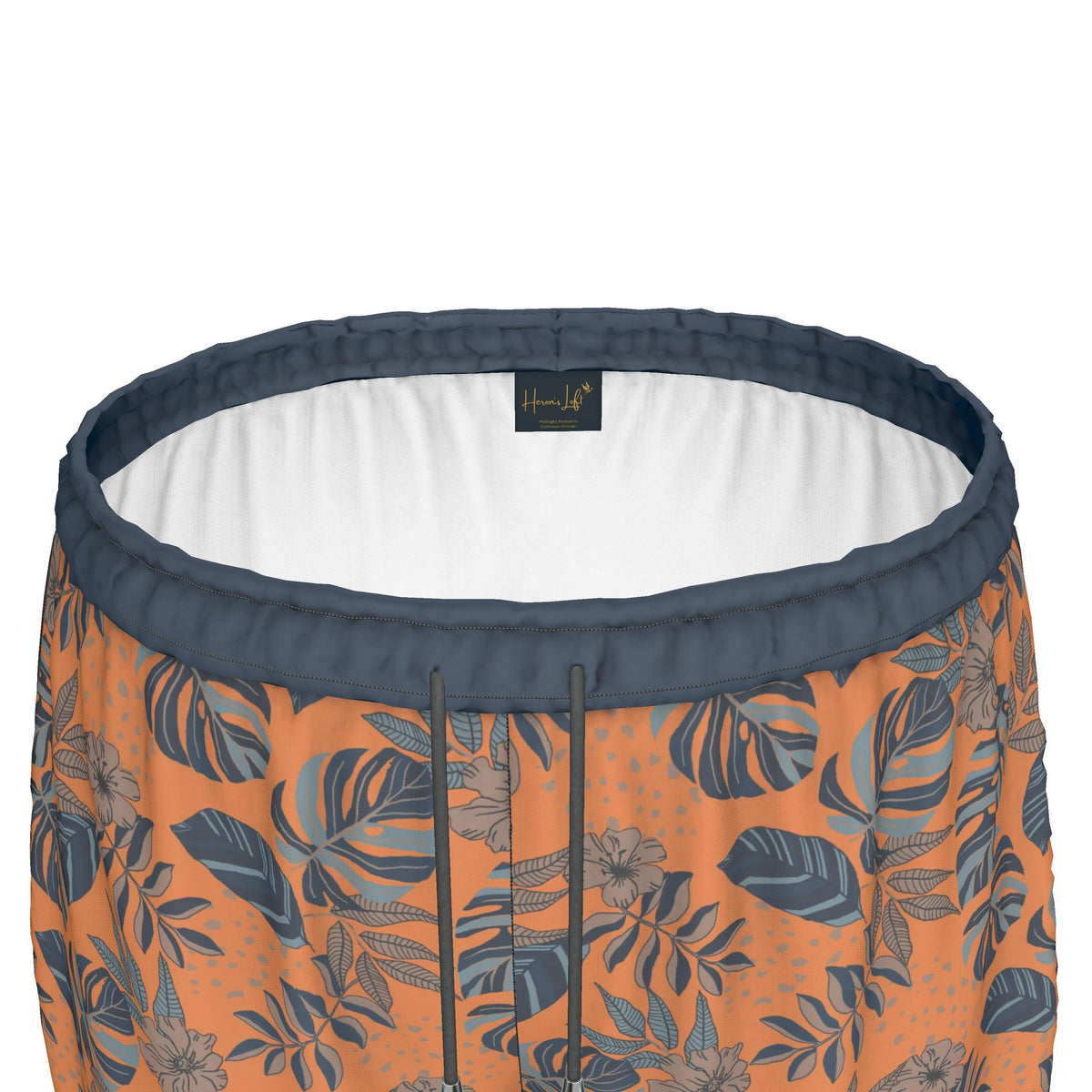 Women's Athletic Shorts — Midnight Monstera Cadmium Orange
