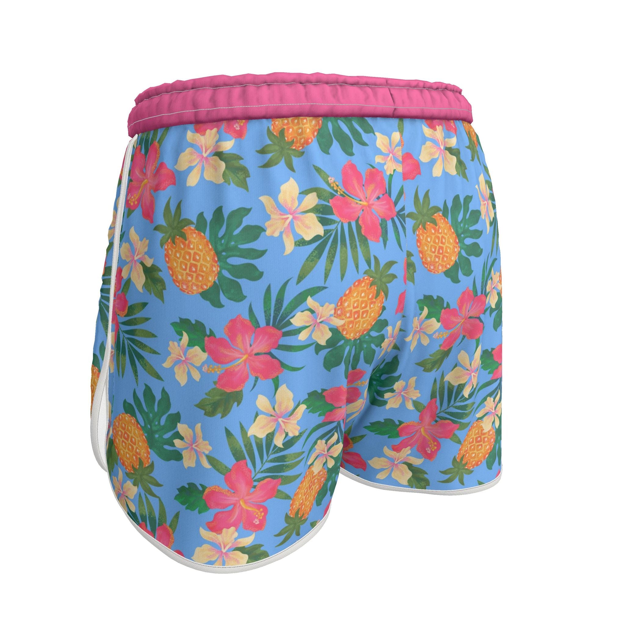 Women's Athletic Shorts — White Trim — Pineapple Paradise Island Breeze