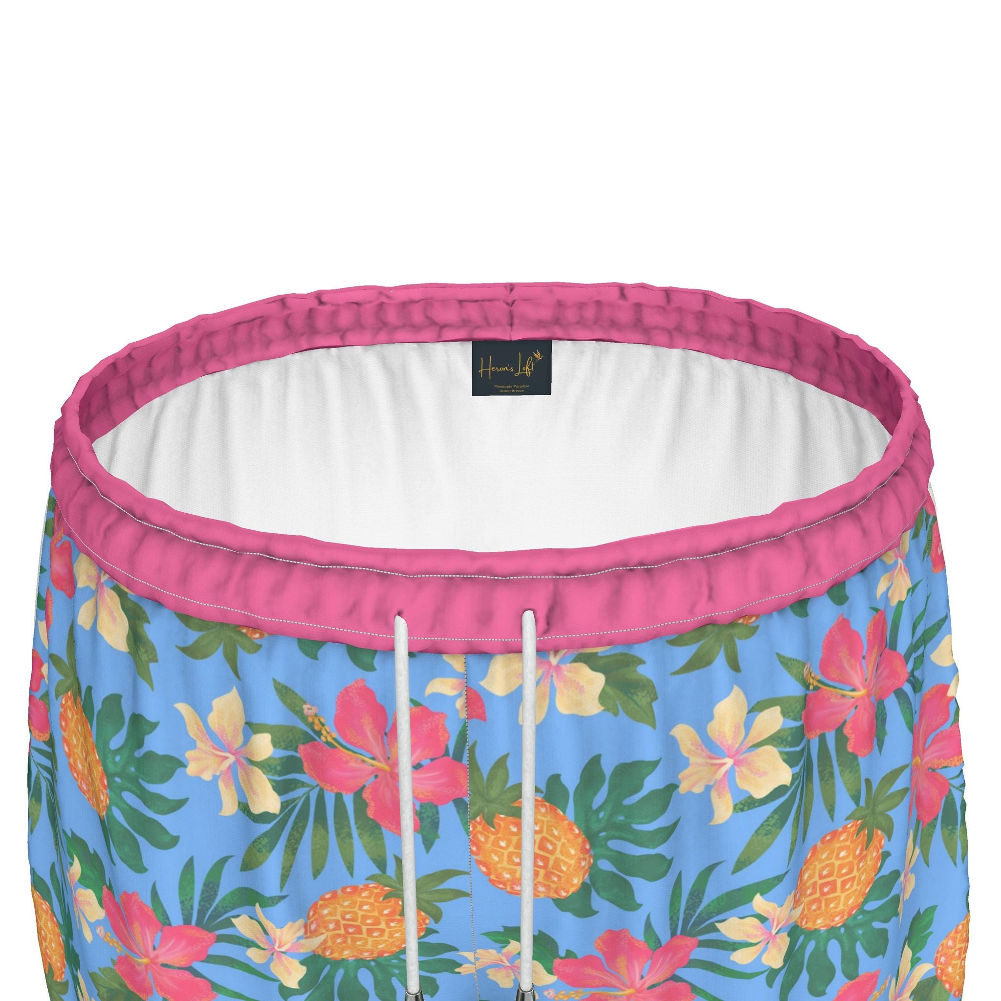 Women's Athletic Shorts — White Trim — Pineapple Paradise Island Breeze