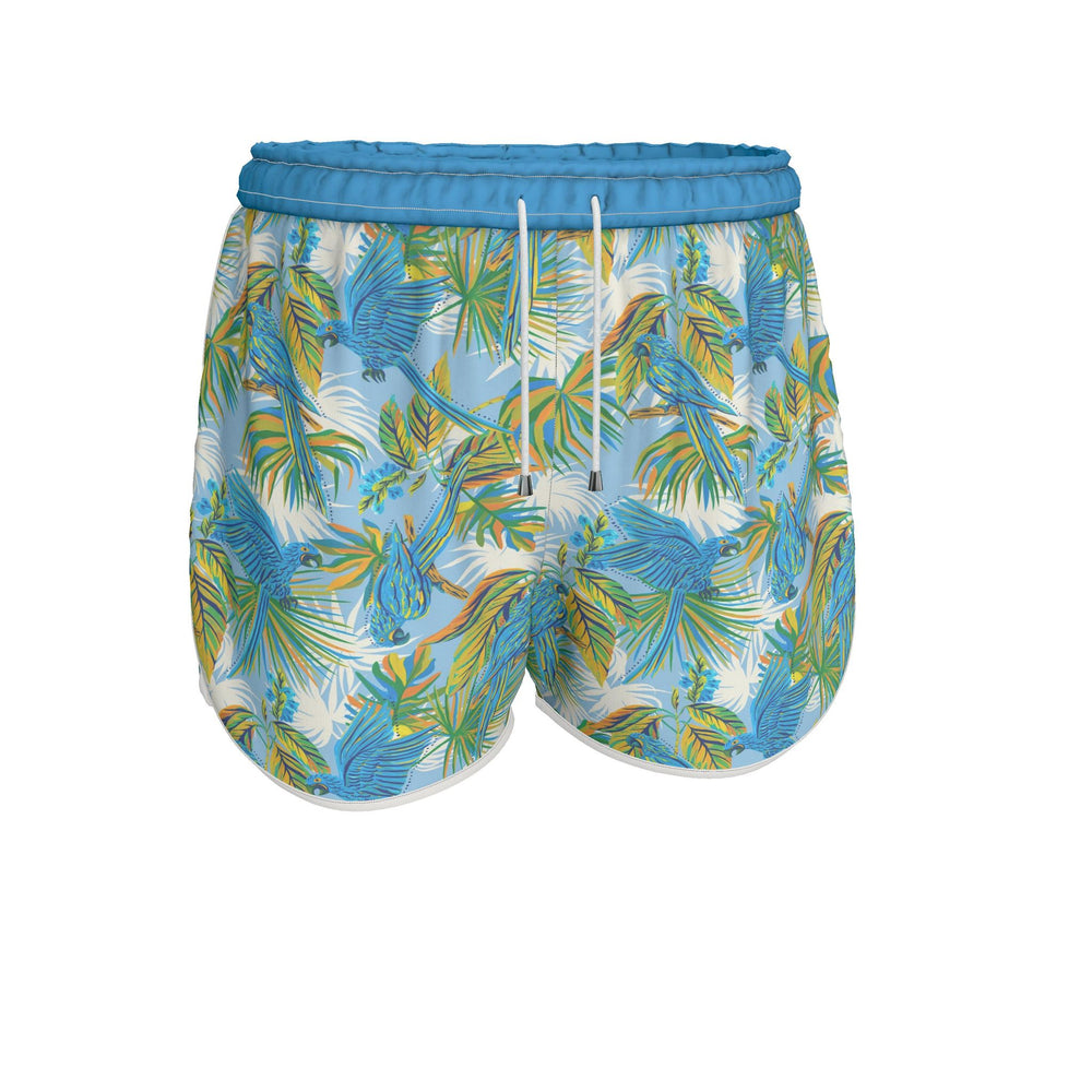 Women's Athletic Shorts — White Trim — Tropical Macaw