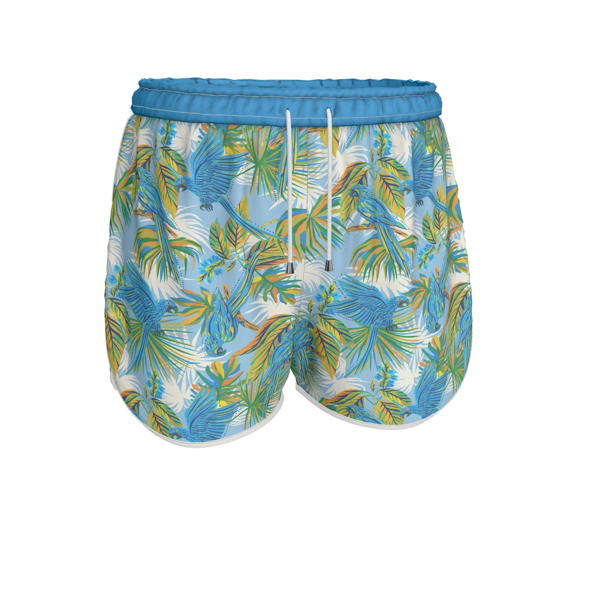 Women's Athletic Shorts — White Trim — Tropical Macaw