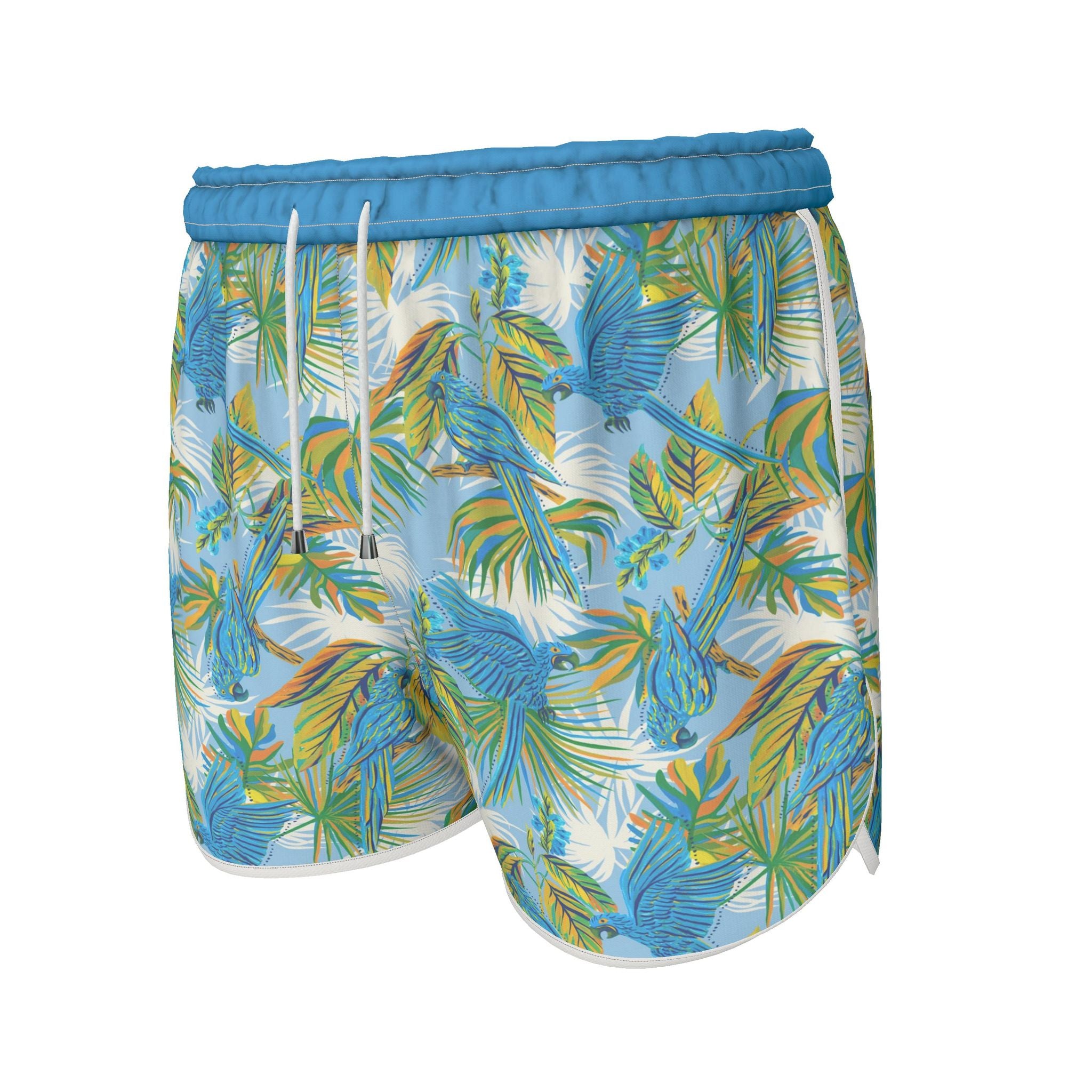 Women's Athletic Shorts — White Trim — Tropical Macaw